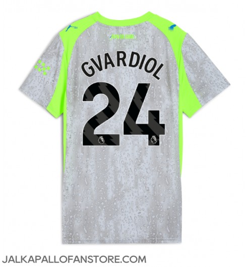 Manchester City Josko Gvardiol #24 Kolmaspaita Naisten 2025-26 Lyhythihainen Manchester City Josko Gvardiol #24 Kolmaspaita Naisten 2025-26 Lyhythihainen